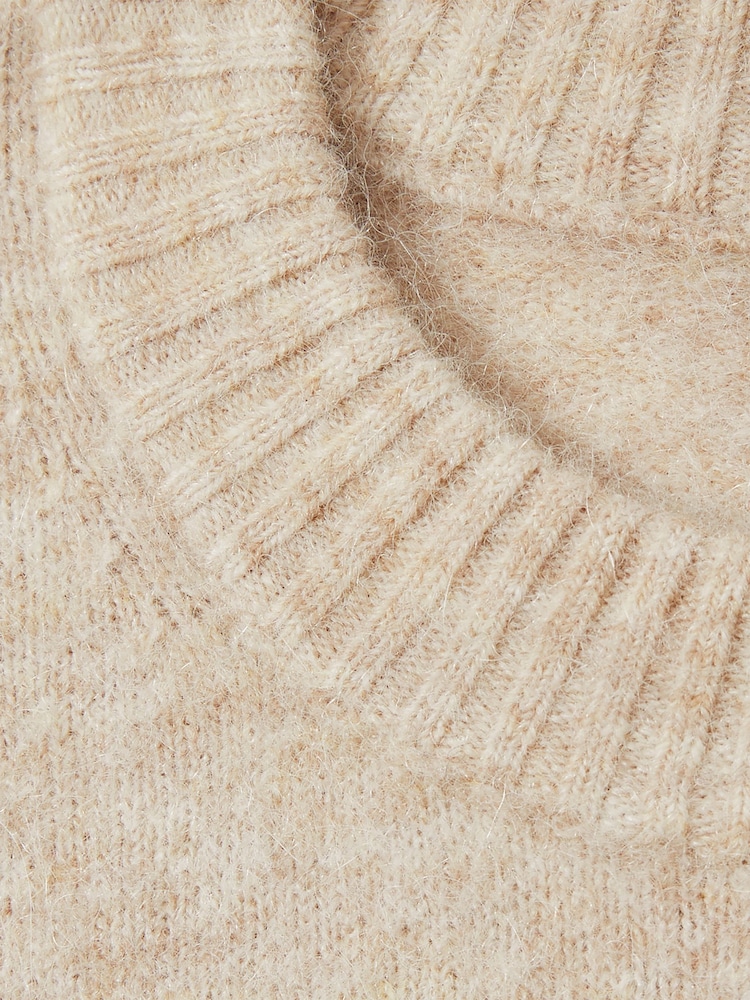 Reiss Neutral Birdie Brushed Crew-Neck Jumper With Alpaca Wool - Image 8 of 8