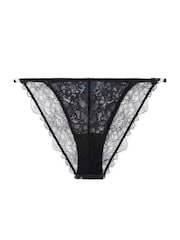 Love Stories Black Wild Rose Printed Satin & Lace Briefs - Image 2 of 2