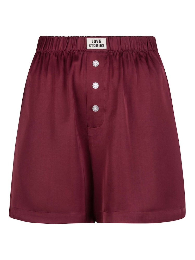 Love Stories Red James Satin Pyjama Boxer Shorts - Image 1 of 6