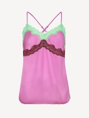 Love Stories Purple Pandora Satin & Lace Pyjama Cami Top - Image 1 of 4