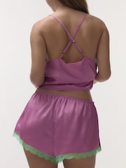 Love Stories Purple Pandora Satin & Lace Pyjama Cami Top - Image 4 of 4