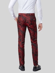 Twisted Tailor Red Ersat Skinny Fit Floral Jacquard Tuxedo Trousers - Image 2 of 4