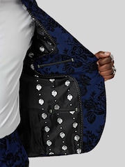 Twisted Tailor Blue Jackalope Skinny Fit Floral Flocked Jacket - Image 5 of 5
