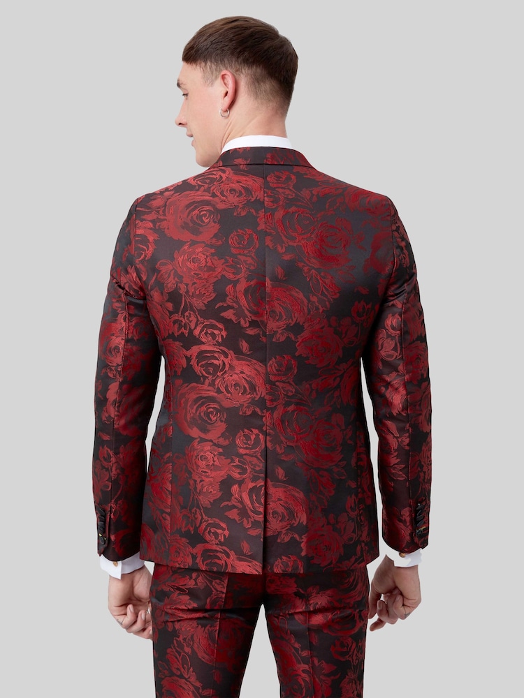 Twisted Tailor Ersat Skinny Fit Floral Jacquard Tuxedo Jacket - Image 3 of 5