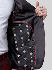 Twisted Tailor Red Ersat Skinny Fit Floral Jacquard Tuxedo Jacket - Image 5 of 5