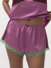 Love Stories Purple Apollo Satin & Lace Pyjama Shorts - Image 4 of 7