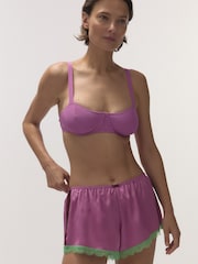 Love Stories Purple Apollo Satin & Lace Pyjama Shorts - Image 5 of 7