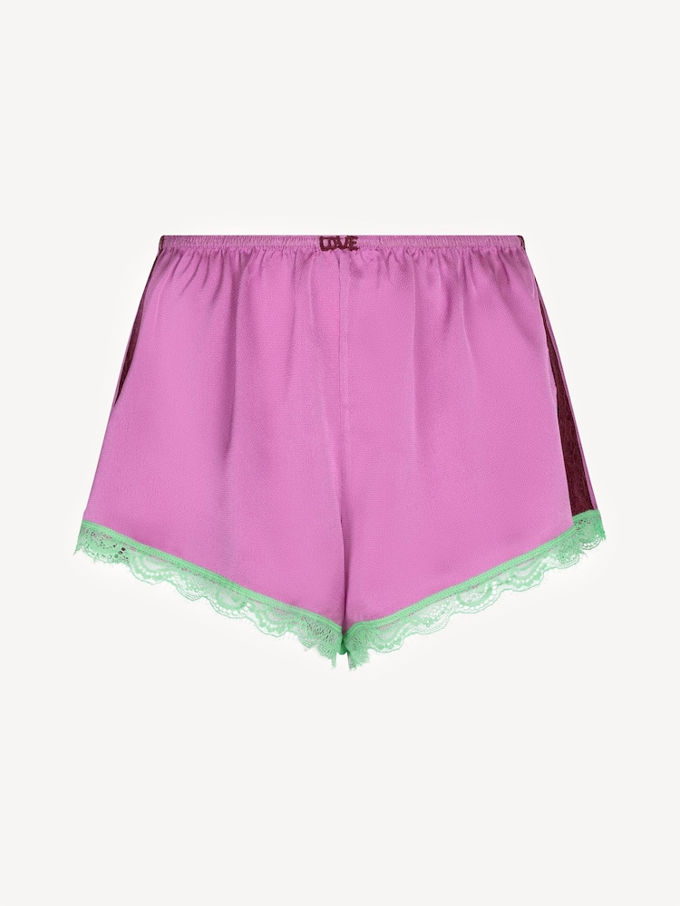 Love Stories Purple Apollo Satin & Lace Pyjama Shorts - Image 6 of 7