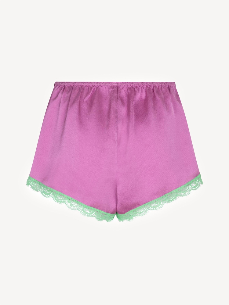 Love Stories Purple Apollo Satin & Lace Pyjama Shorts - Image 7 of 7