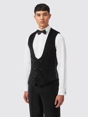 Twisted Tailor Black Skinny Fit Sylvester Velvet Tuxedo 100% Cotton Waistcoat - Image 1 of 5