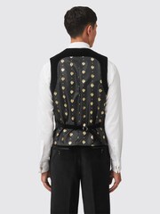 Twisted Tailor Black Skinny Fit Sylvester Velvet Tuxedo 100% Cotton Waistcoat - Image 2 of 5