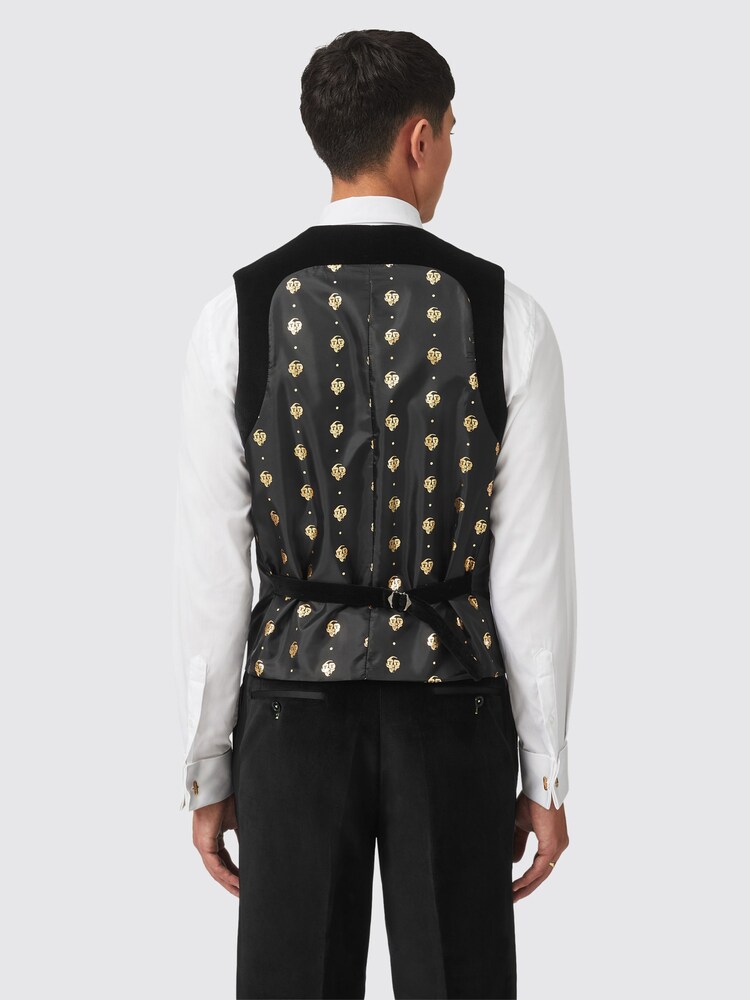 Twisted Tailor Black Skinny Fit Sylvester Velvet Tuxedo 100% Cotton Waistcoat - Image 2 of 5