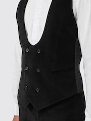 Twisted Tailor Black Skinny Fit Sylvester Velvet Tuxedo 100% Cotton Waistcoat - Image 3 of 5