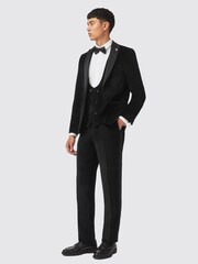 Twisted Tailor Black Skinny Fit Sylvester Velvet Tuxedo 100% Cotton Waistcoat - Image 5 of 5