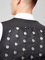 Twisted Tailor Black Skinny Fit Kingdon Dinner Waistcoat - Image 4 of 5