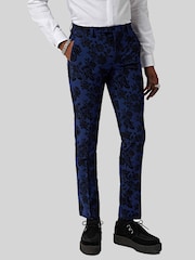 Twisted Tailor Blue Jackalope Suit Trousers With Floral Flocking - Image 1 of 4