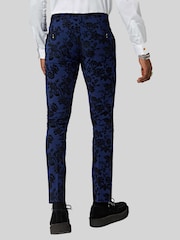 Twisted Tailor Blue Jackalope Suit Trousers With Floral Flocking - Image 2 of 4