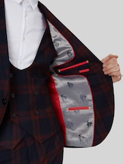 Twisted Tailor Red Ginger Skinny Fit Tartan Jacket - Image 5 of 6