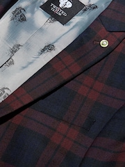 Twisted Tailor Red Ginger Skinny Fit Tartan Jacket - Image 6 of 6