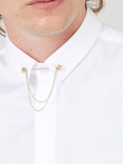 Twisted Tailor White Lynton Skinny Fit Collar Bar 100% Cotton Shirt - Image 3 of 4
