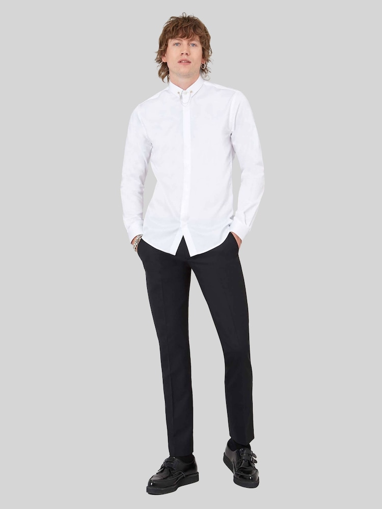 Twisted Tailor White Lynton Skinny Fit Collar Bar 100% Cotton Shirt - Image 4 of 4