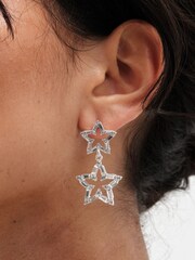 Mood Silver Tone Star Drop Earrings - Image 2 of 3