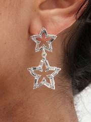 Mood Silver Tone Star Drop Earrings - Image 3 of 3