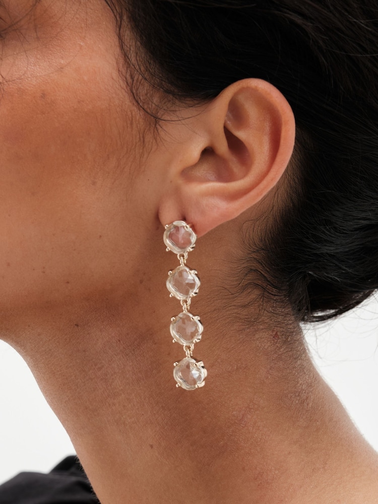 Mood Gold Tone Crystal Linear Drop Earrings - Image 1 of 3