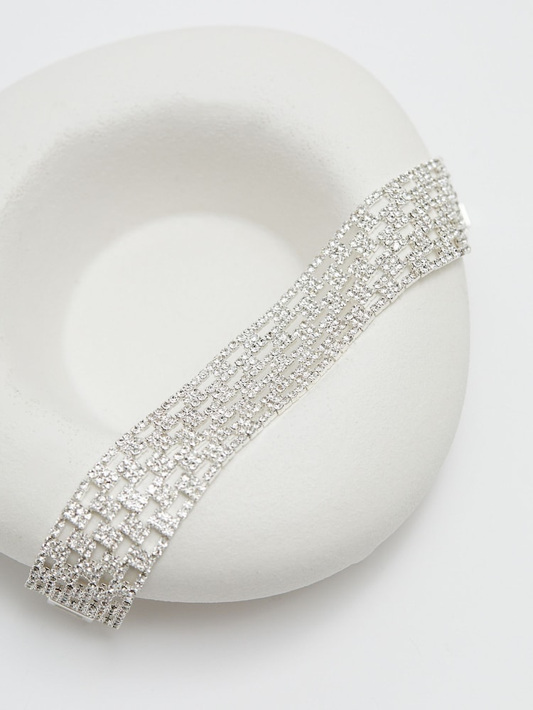 Mood Silver Tone Crystal Stretch Bracelets - Image 2 of 3