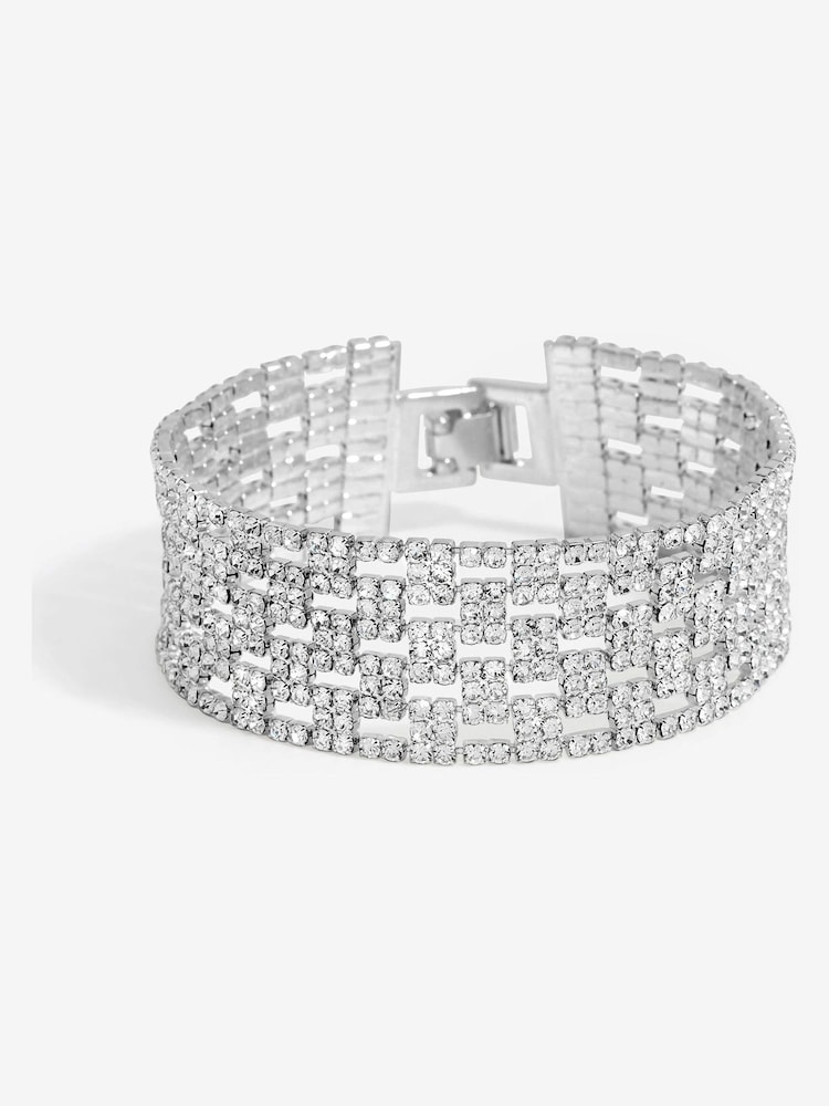 Mood Silver Tone Crystal Stretch Bracelets - Image 3 of 3