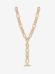 Mood Gold Tone Textured Chain T-Bar Necklace - Image 1 of 3