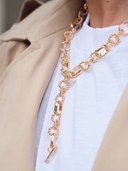 Mood Gold Tone Textured Chain T-Bar Necklace - Image 3 of 3