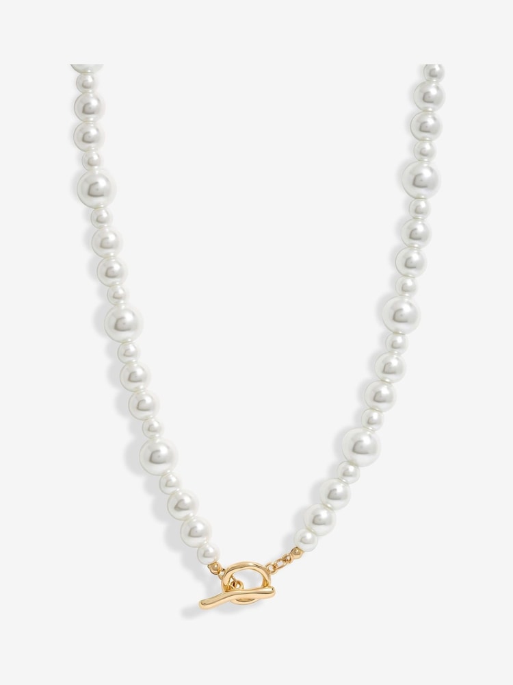 Mood Gold Tone Pearl Strand T-Bar Necklace - Image 4 of 4 Mood Gold Tone Pearl Strand T-Bar Necklace - Image 4 of 4