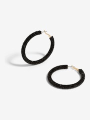 Mood Gold Tone Crystal Pave Tube Hoop Earrings - Image 1 of 3