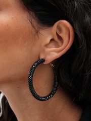 Mood Gold Tone Crystal Pave Tube Hoop Earrings - Image 2 of 3