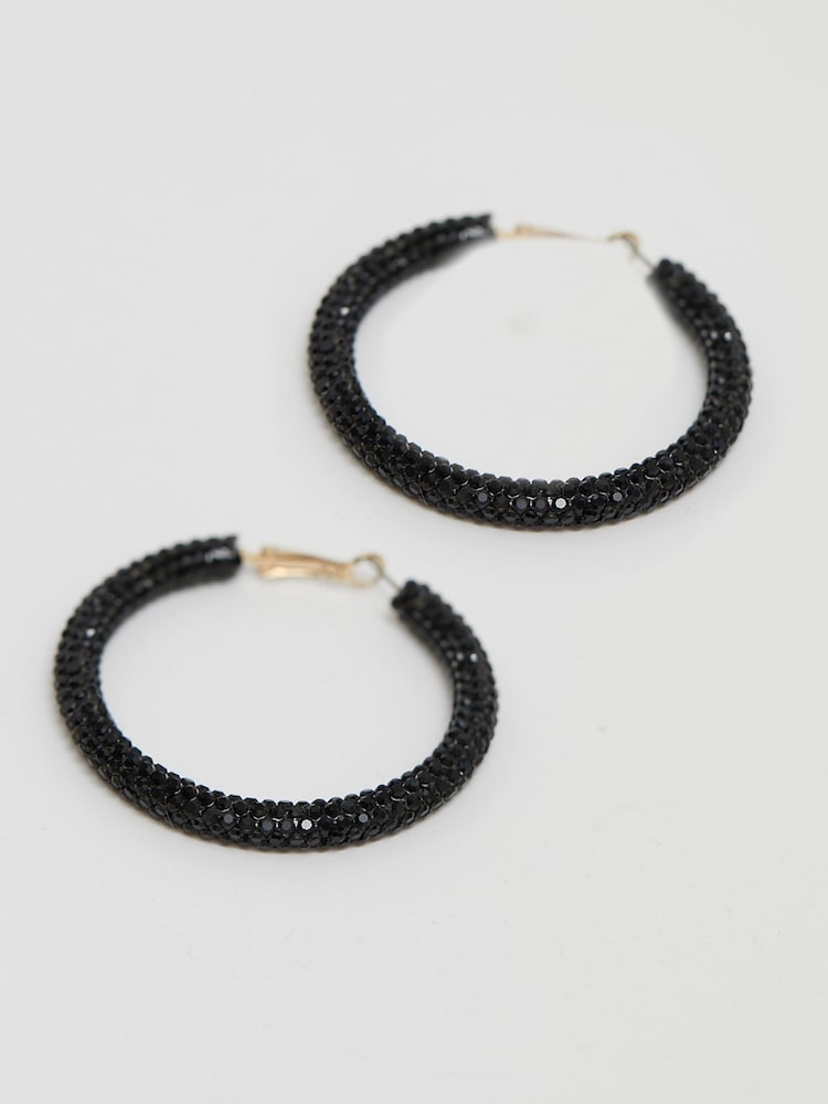 Mood Gold Tone Crystal Pave Tube Hoop Earrings - Image 3 of 3