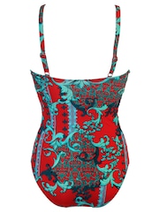 Pour Moi Red Cannes Ruched Tummy Control Swimsuit - Image 4 of 4