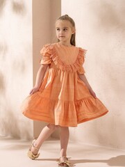 Angel & Rocket Orange Allegra Lace Trim 100% Cotton Dress - Image 2 of 5
