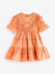 Angel & Rocket Orange Allegra Lace Trim 100% Cotton Dress - Image 5 of 5