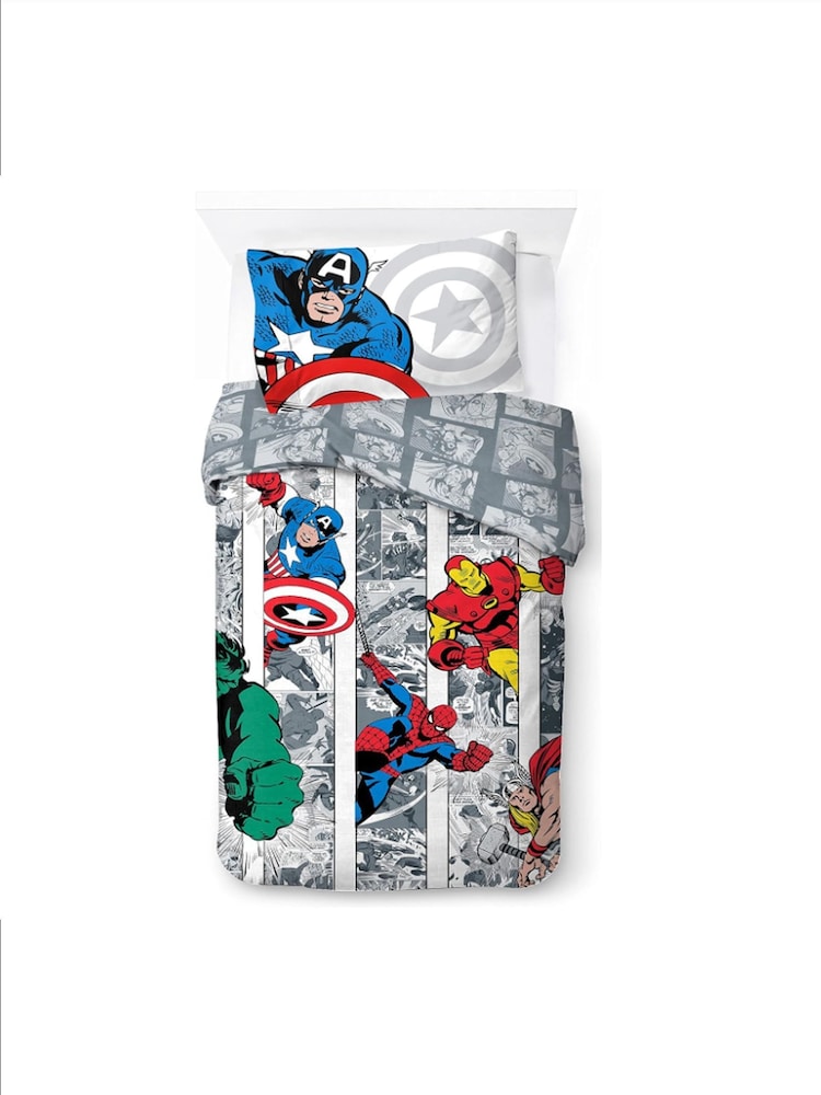 Avengers Multicolor Comic Cool Duvet Cover and Pillowcase Set - Image 1 of 5