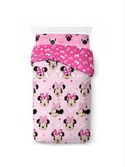 Disney Pink Minnie Mouse Hearts Love Duvet Cover Fitted Sheet and Pillowcase Set - Image 3 of 6