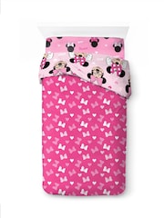 Disney Pink Minnie Mouse Hearts Love Duvet Cover Fitted Sheet and Pillowcase Set - Image 4 of 6