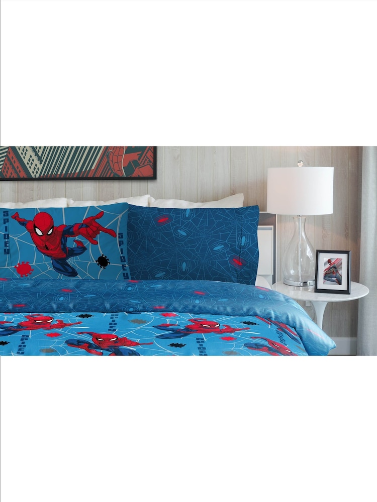 Spider-Man Blue Spidey Faces Duvet Cover and Pillowcase Set - Image 1 of 6