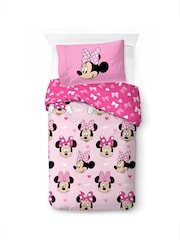 Disney Pink Minnie Mouse Hearts & Love Duvet Cover and Pillowcase Set - Image 1 of 5
