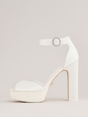 Lipsy White Satin Glitter Embellished Bridal Platform Sandals - Image 5 of 5