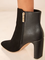 Lipsy Black Wide Fit Mid Heel Faux Suede Leather Ankle Shoes Boots - Image 2 of 4