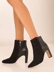 Lipsy Black Wide Fit Mid Heel Faux Suede Leather Ankle Shoes Boots - Image 3 of 4