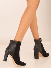 Lipsy Black Wide Fit Mid Heel Faux Suede Leather Ankle Shoes Boots - Image 4 of 4