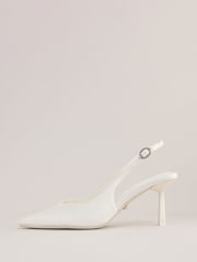 Lipsy White Occasion Ivory Satin Kitten Heel Slingback Bridal Wedding Courts - Image 5 of 5