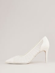 Lipsy White High Stiletto Mid Heel Bridal Mesh Courts - Image 5 of 5